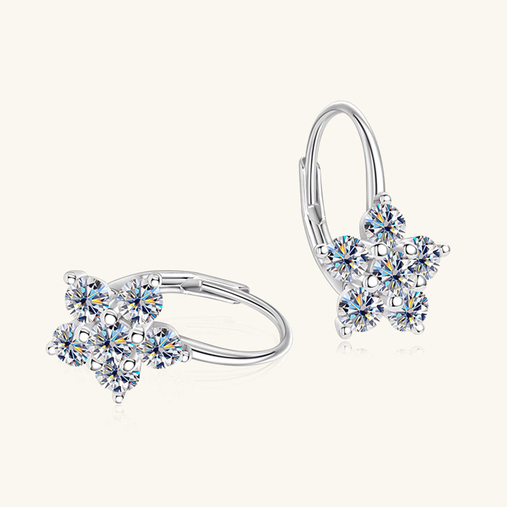 1.2 Carat 925 Sterling Silver Moissanite Flower Huggie Earrings - Rosa Apparel