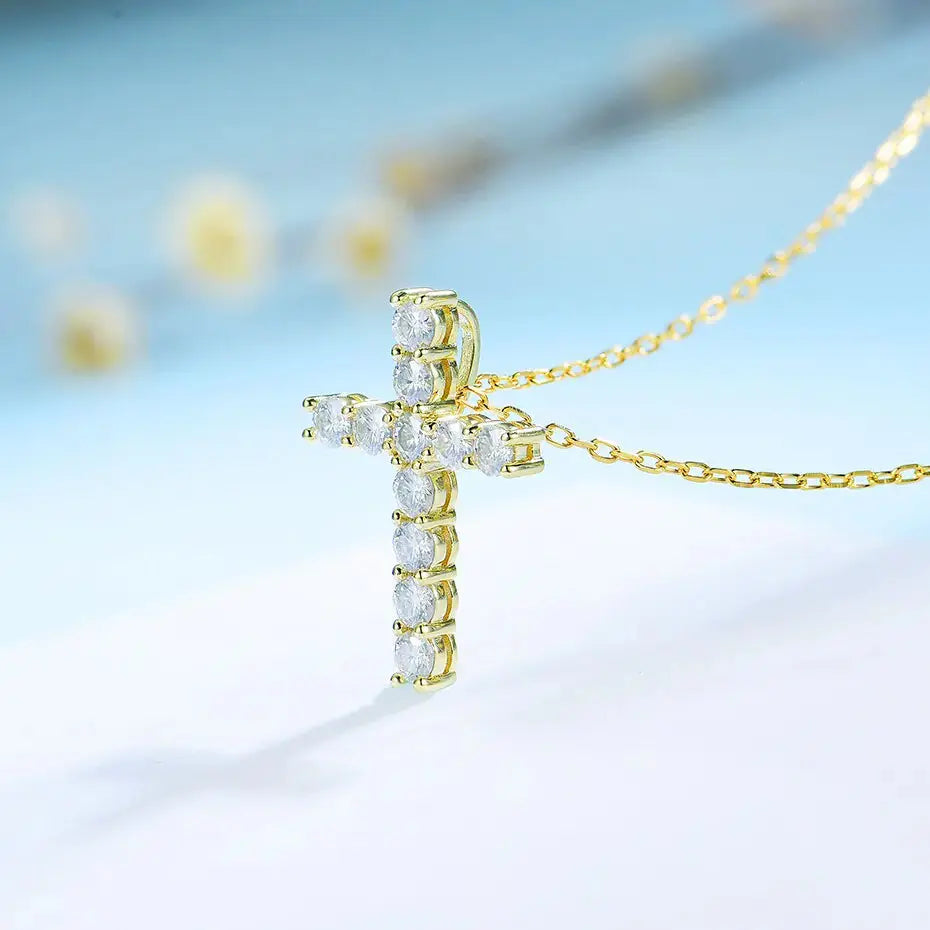 925 Silver Moissanite Diamond Cross Pendants For Women