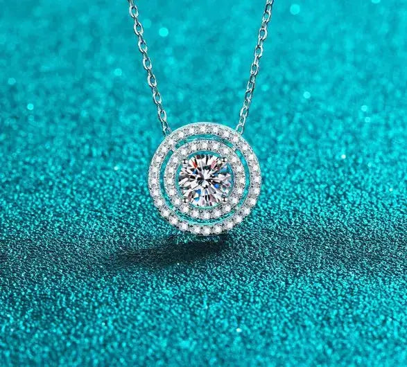 925 Sterling Silver Real Mosamite Diamond Pendant Necklace